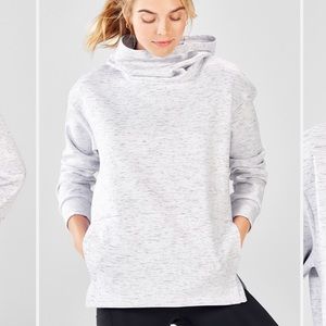 Fabletics Ice Grey Lotta Cocoon Hoodie oversized cowl neck side zipper - medium